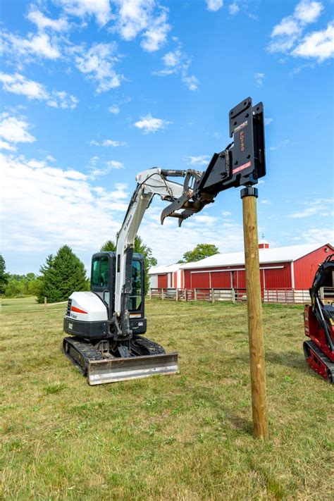 fence post driver for mini excavator|mini excavator post hole digger.